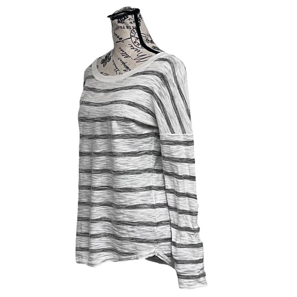 Express White Gray Striped Long Sleeve Top M Y2K Nautical Preppy Lightweight - Picture 3 of 9